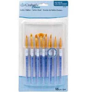 Royal & Langnickel Crafters Choice Rubber Grip Brush Set - (15 Pieces) Mini Golden Talkon Variety  RCC 606